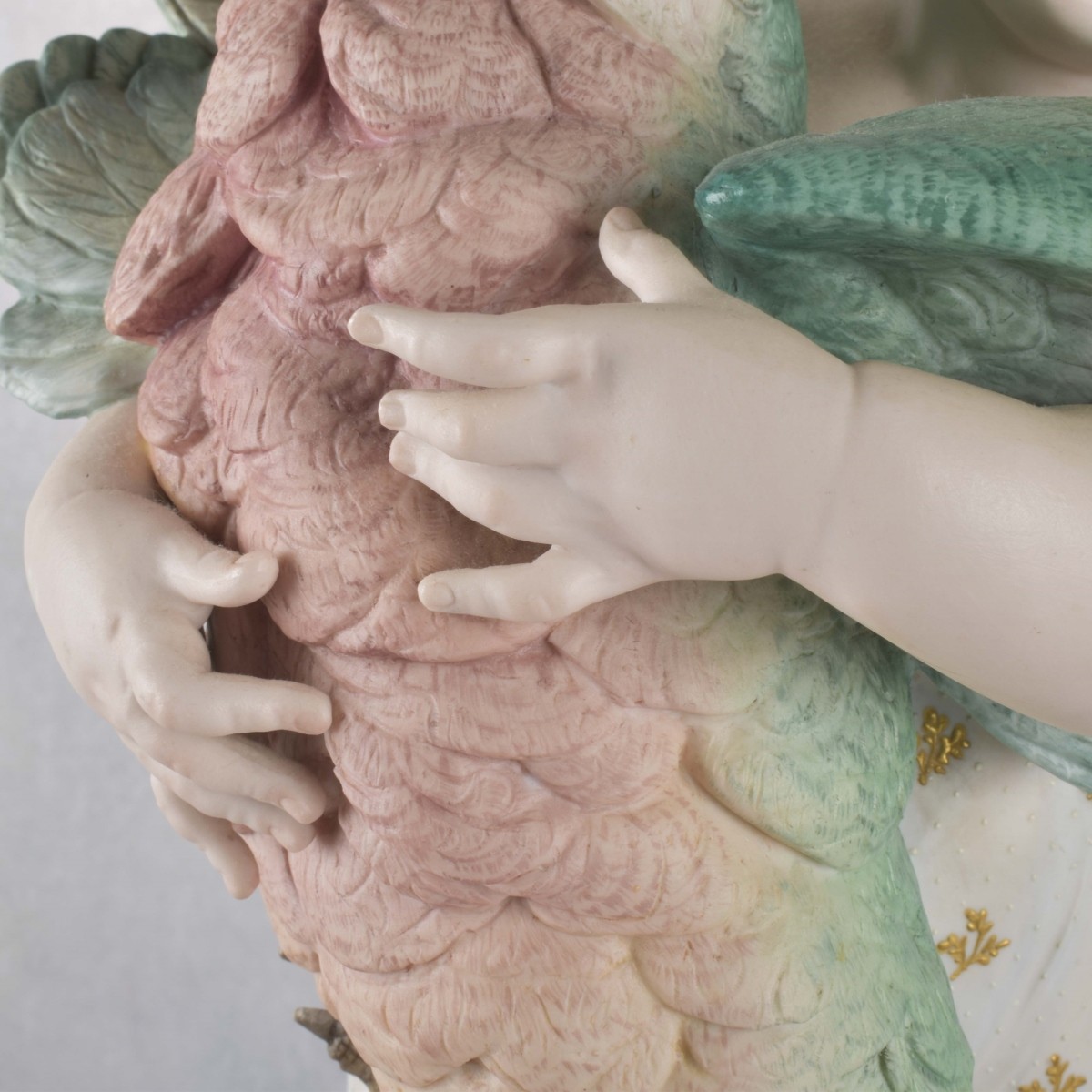 French Porcelain Girl with Parrot Group