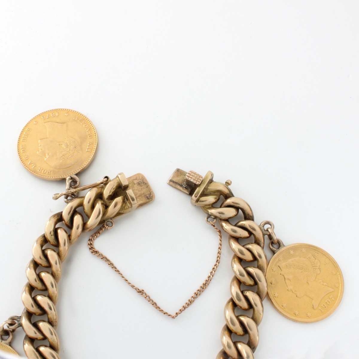 Gold Coin and 14K Bracelet