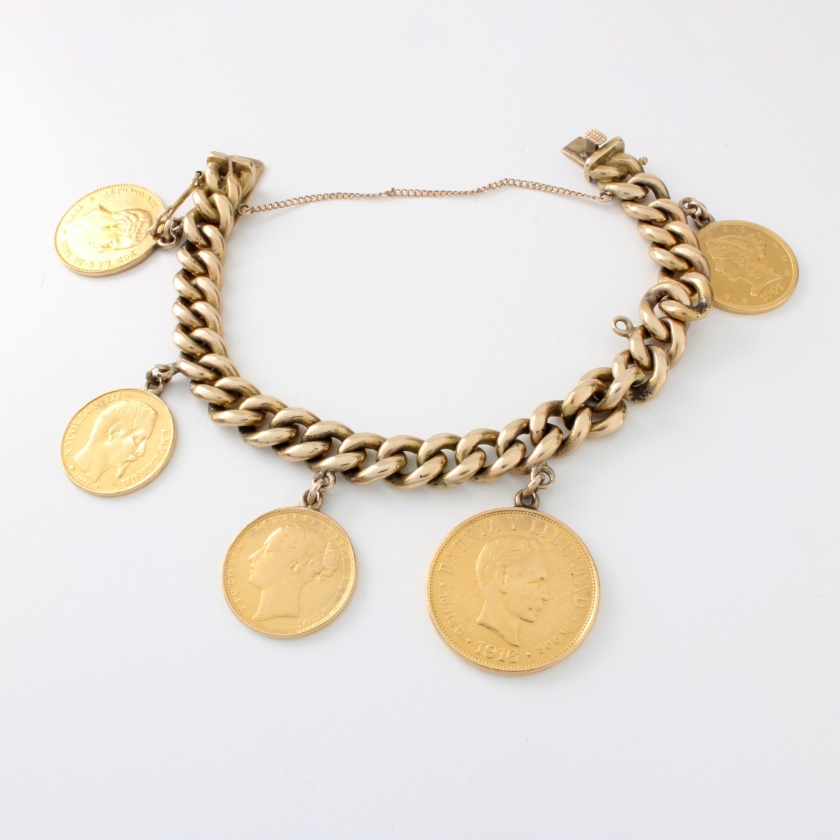 Gold Coin and 14K Bracelet