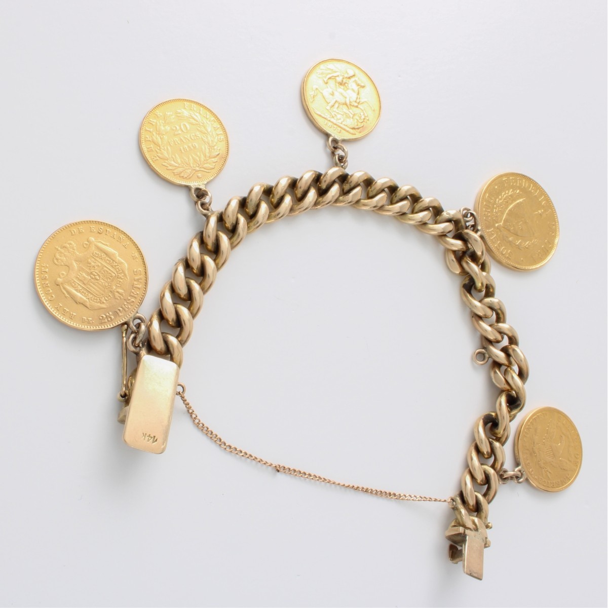 Gold Coin and 14K Bracelet