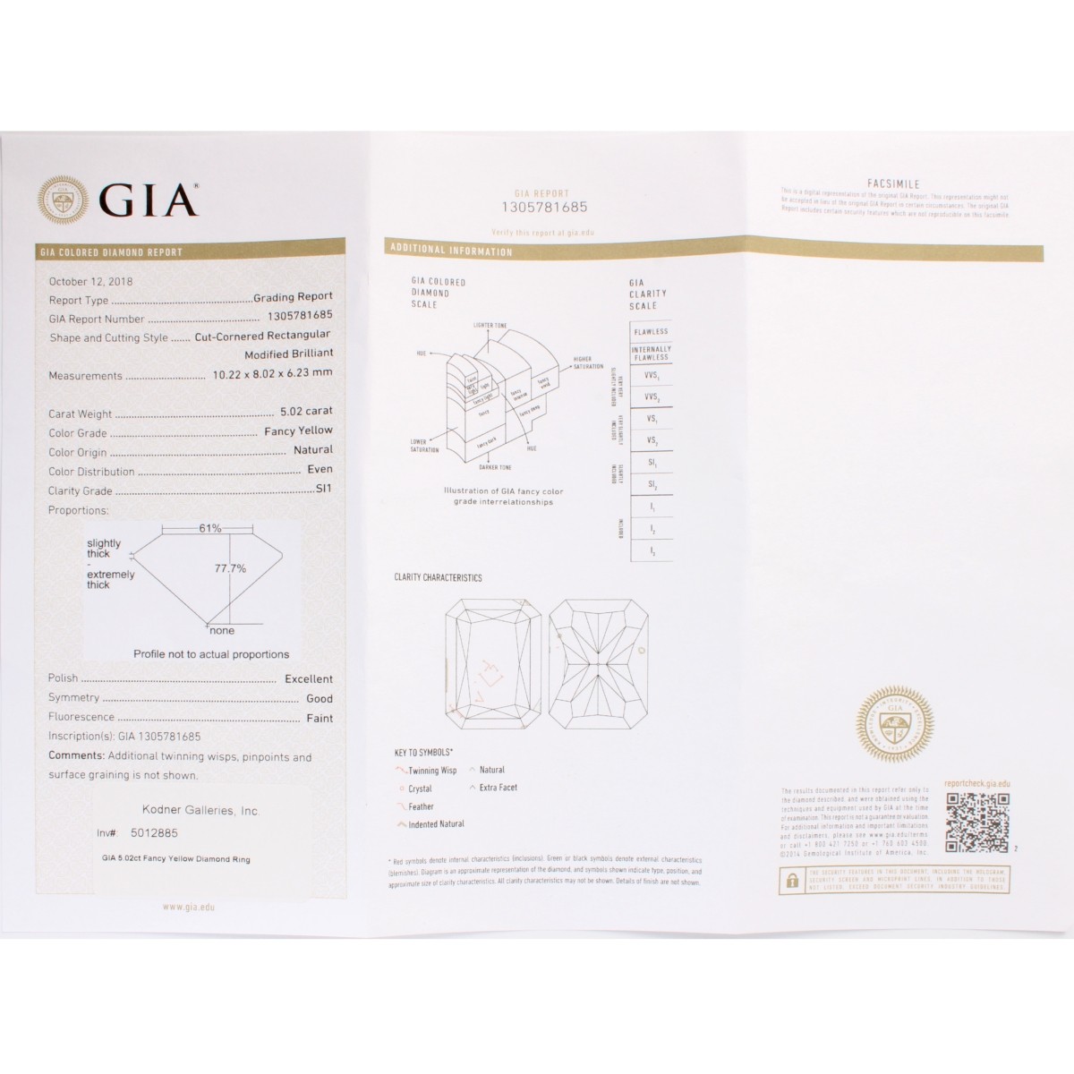 GIA 5.02ct Fancy Yellow Diamond Ring
