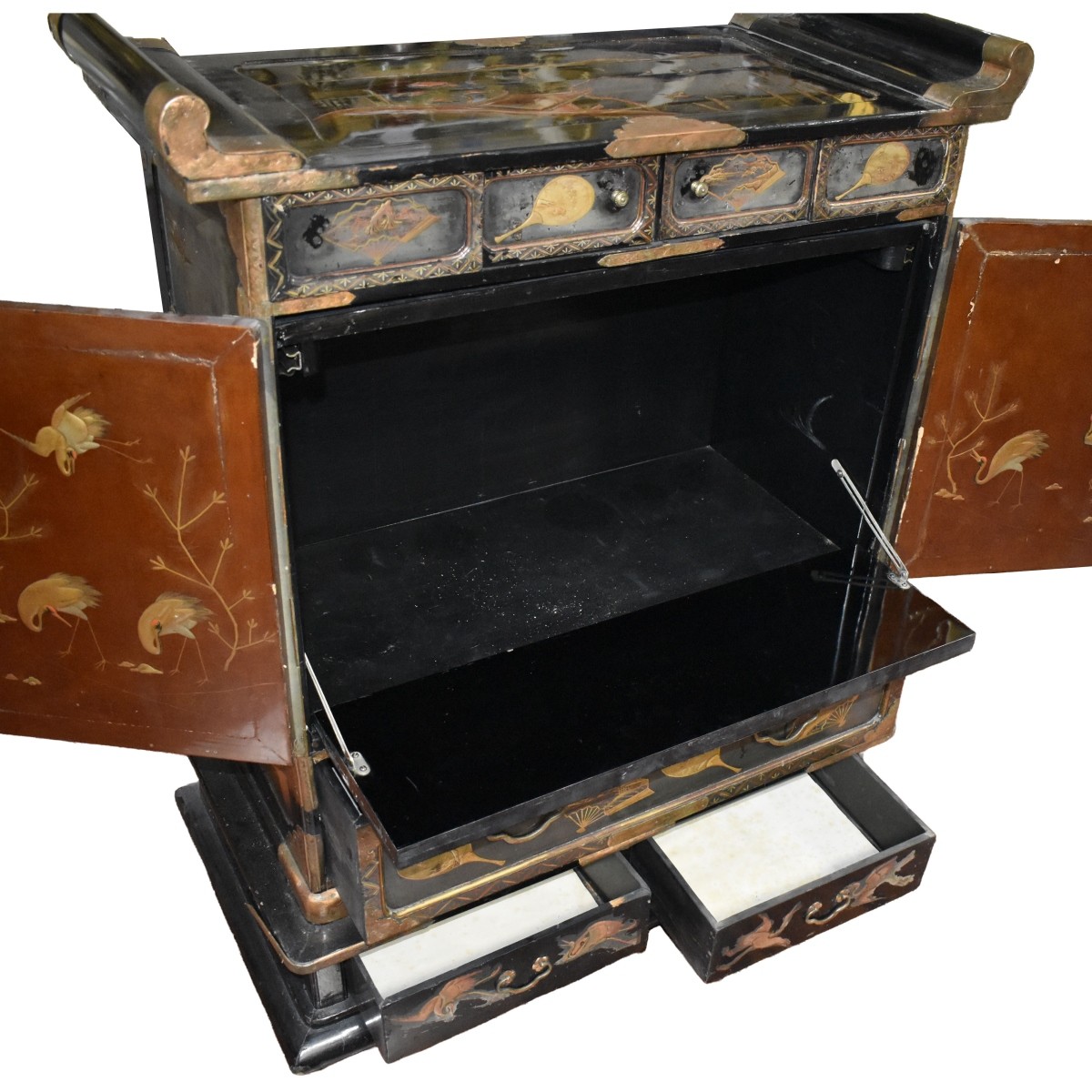 Japanese Black Lacquered Tansu