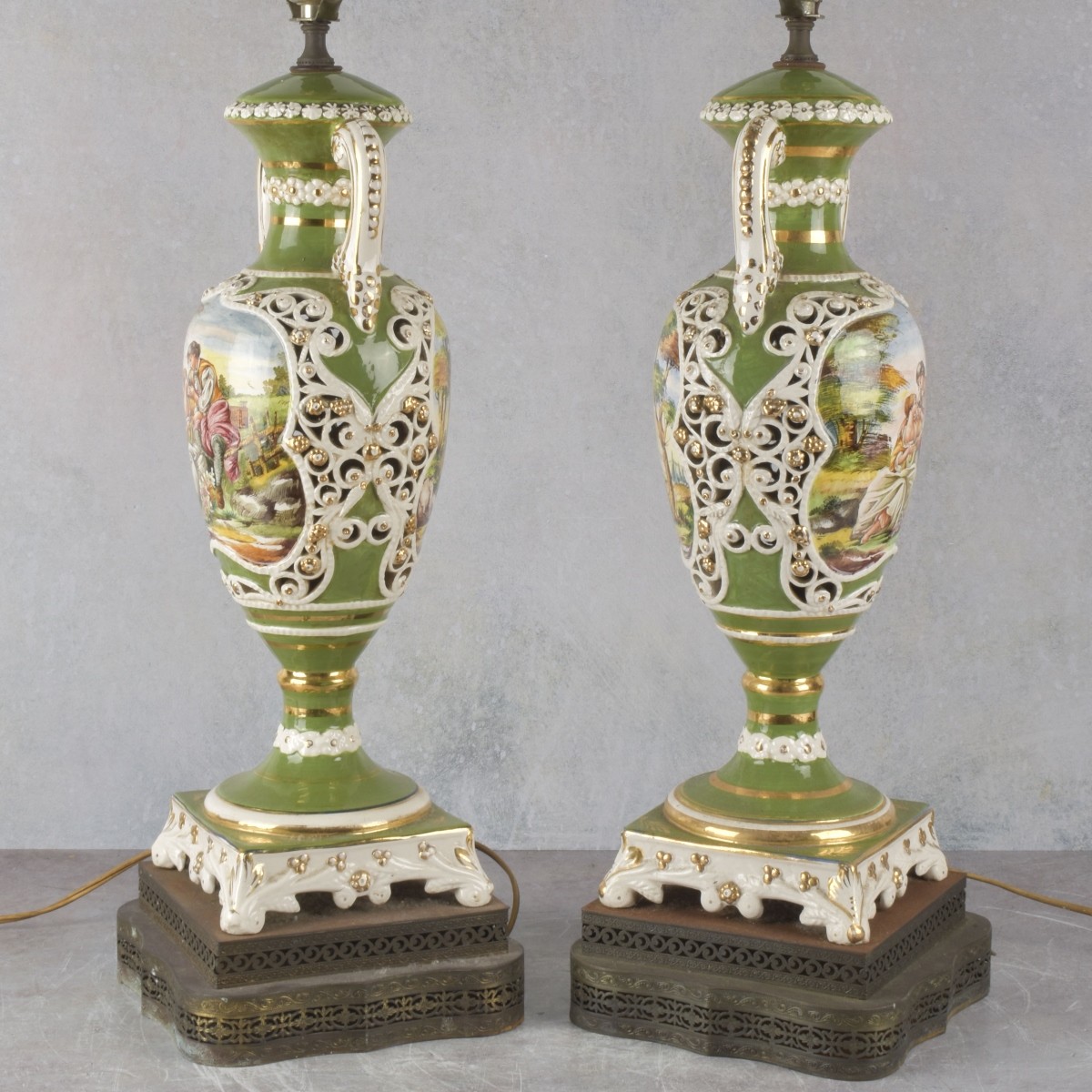 Large Pair of Porcelain Lamps