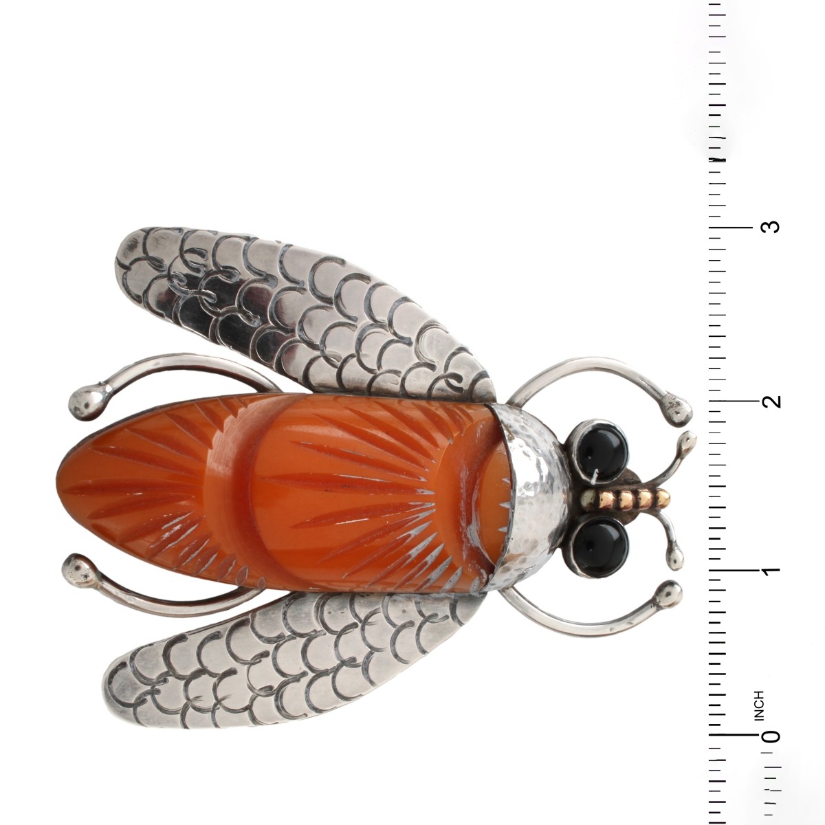 Vincent Simone Agate and Silver Brooch