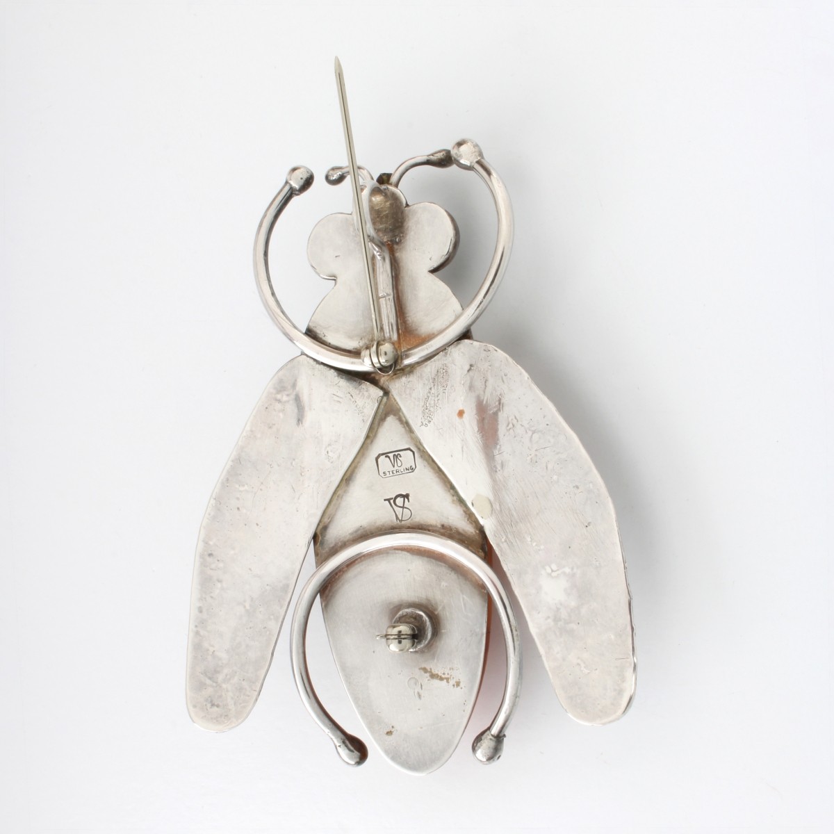 Vincent Simone Agate and Silver Brooch