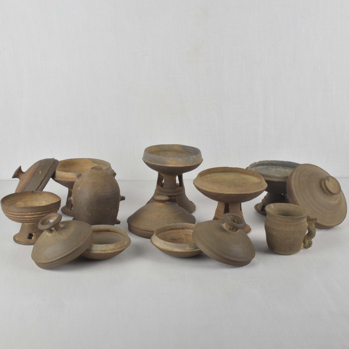 Korean Ash Glazed Pottery Pieces