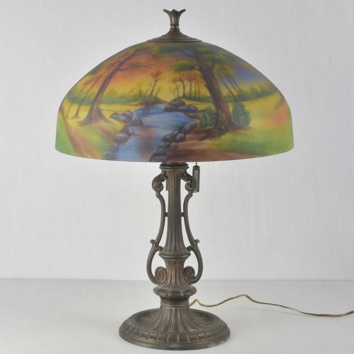 Handel-style Reverse Painted Glass Lamp
