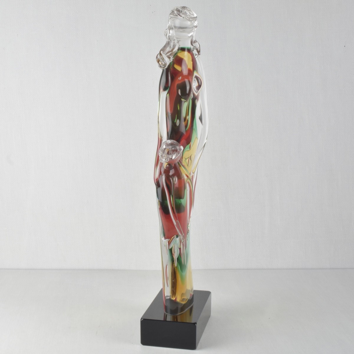 Modern Art Glass Sculpture of Mother and Child