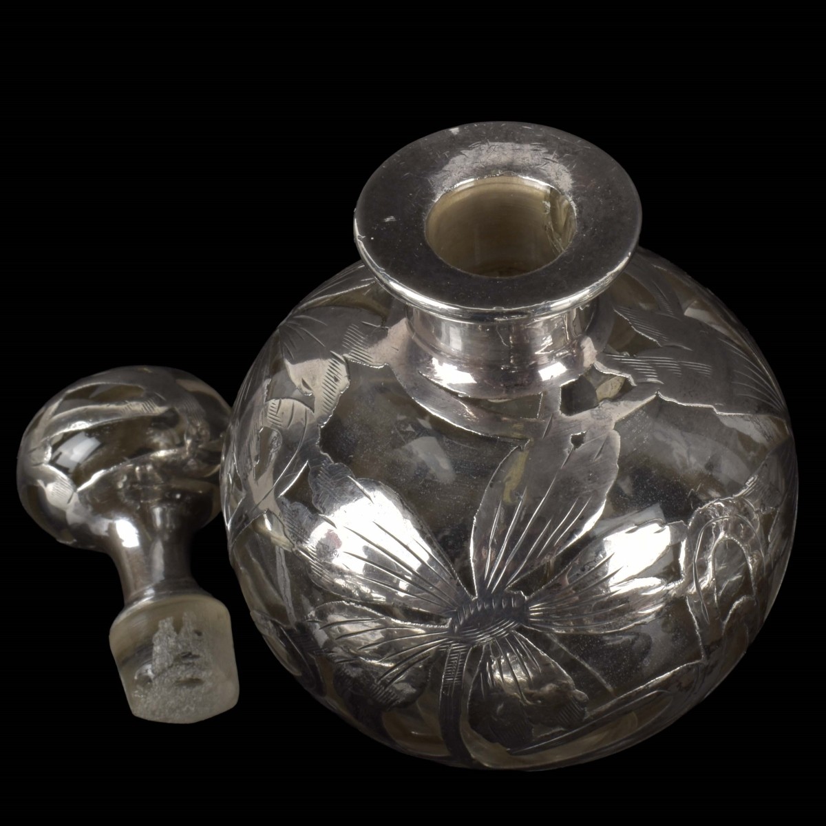 Art Nouveau Silver Overlay Bottles