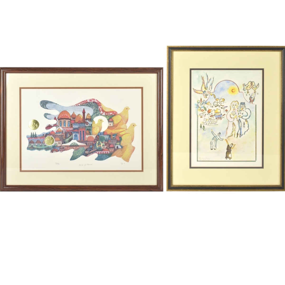 Framed Colored Lithographs