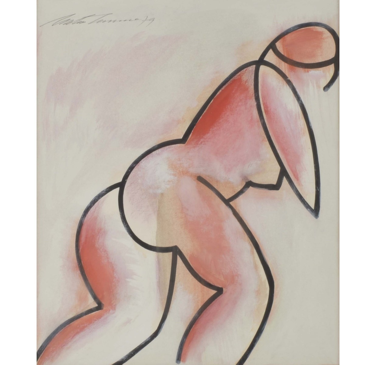 Abstract Watercolor of a Nude