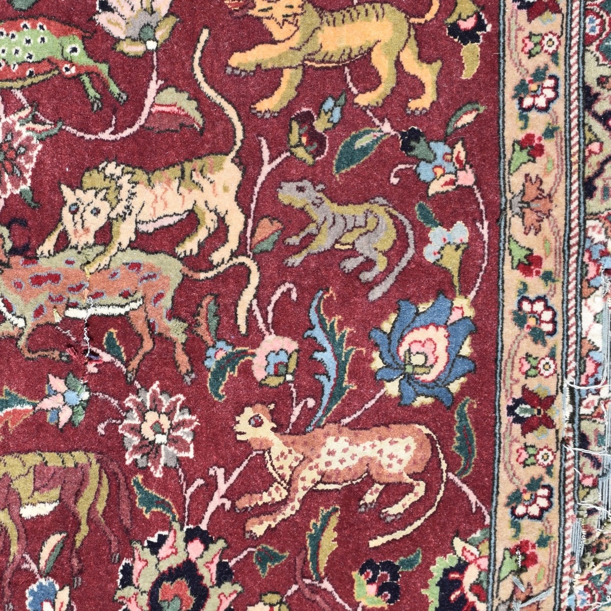 Antique Persian Tabriz Wood Rug