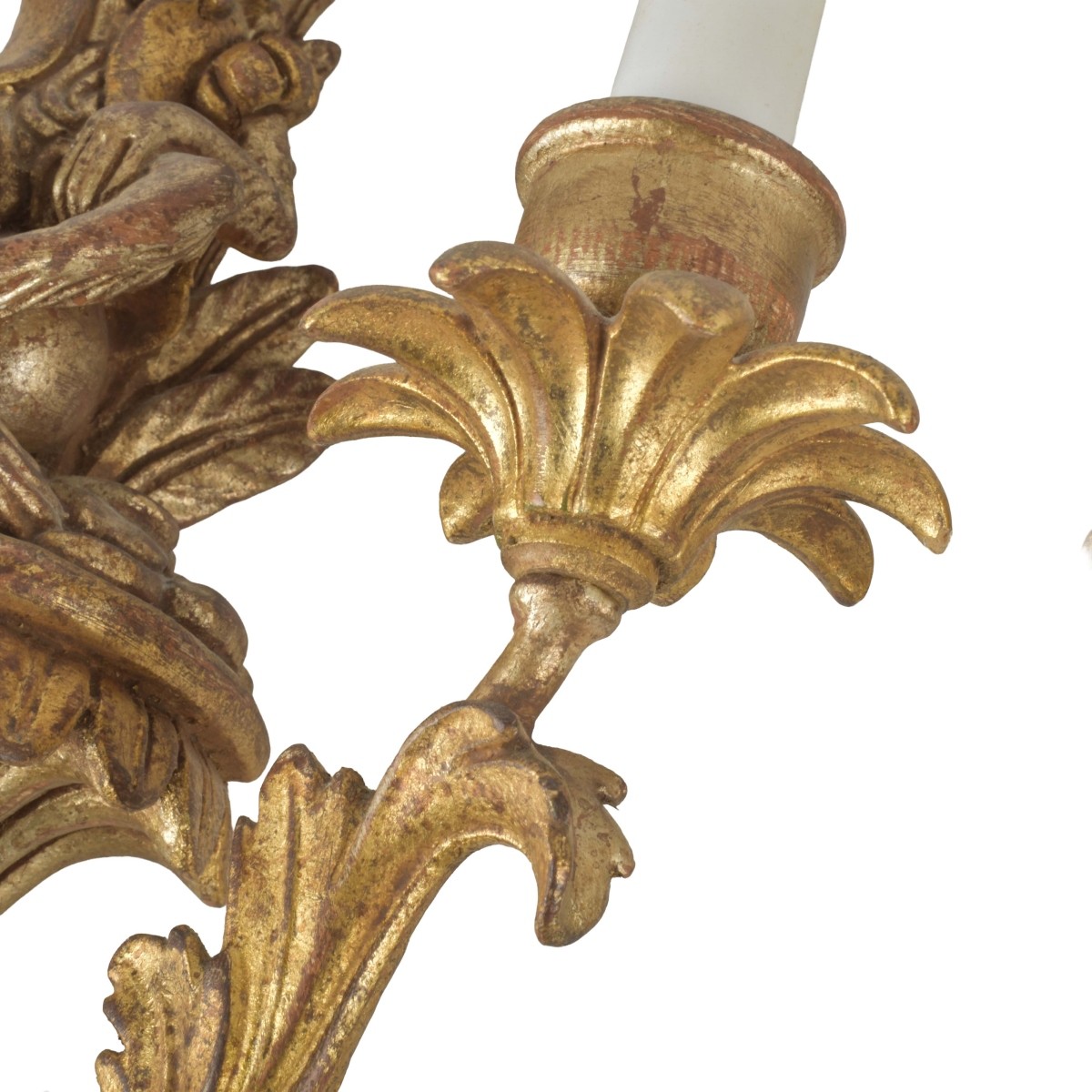 Antique Pair of Italian Gilt Wood Sconces