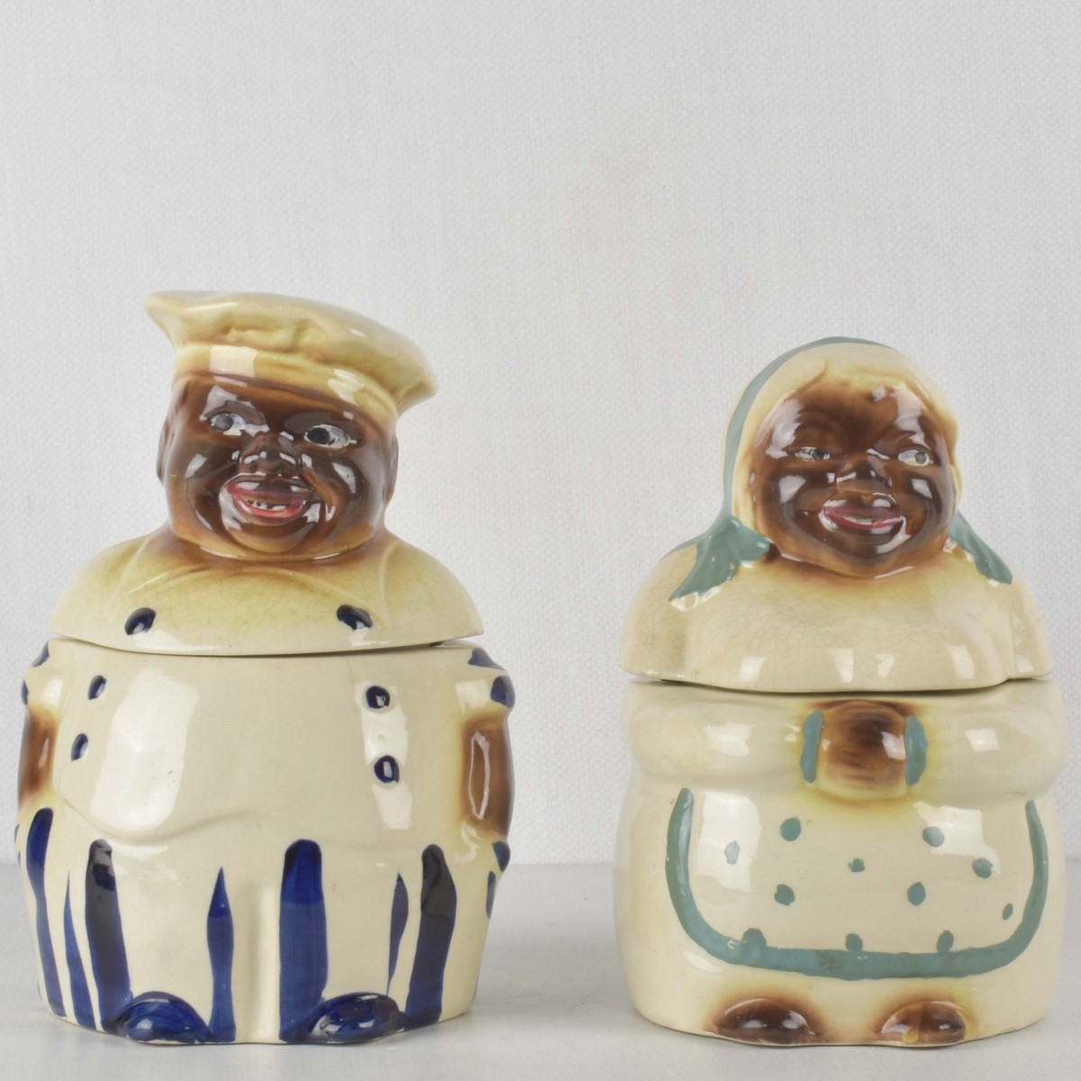 Porcelain "Pappy" and "Mammy" Cookie Jars