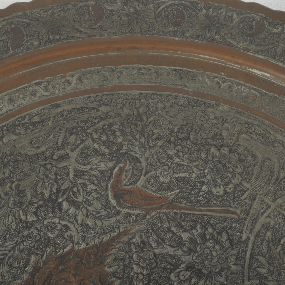 Vintage Islamic Repousse Metal Tray