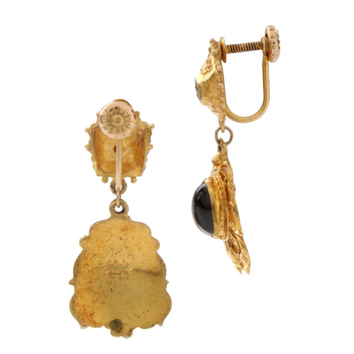 19th Cent. Garnet and Gold Earrings