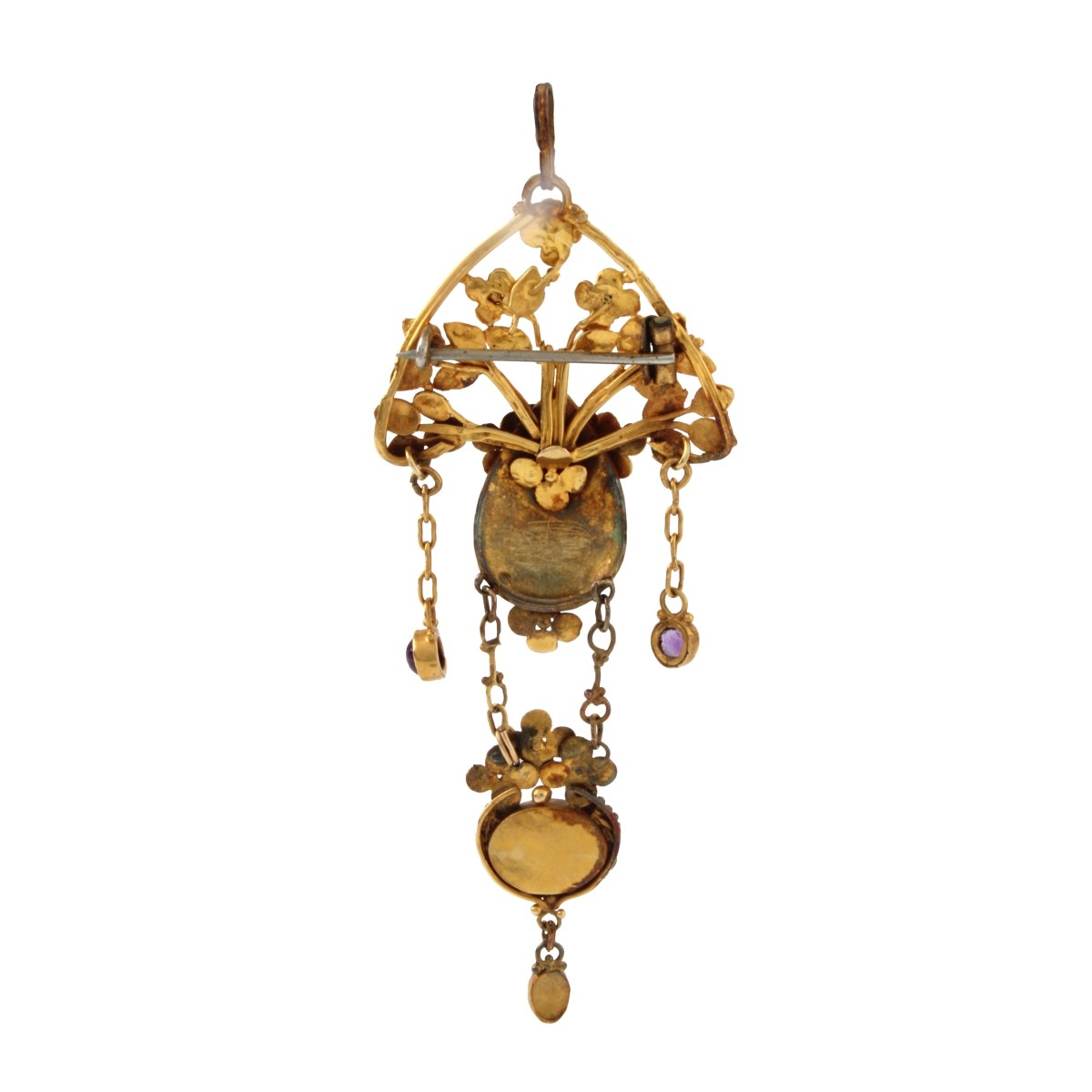 Antique Amethyst and 18K Brooch