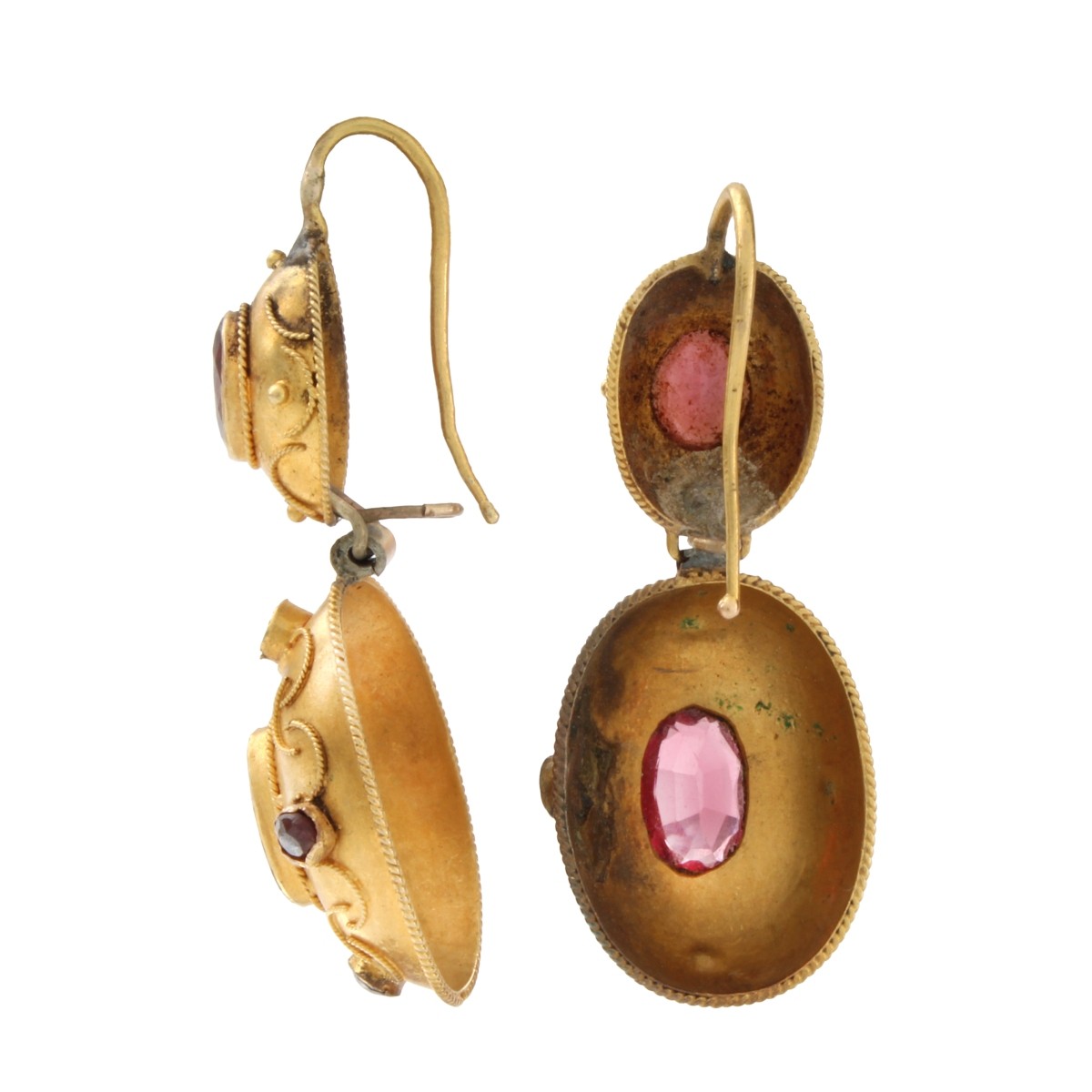 Antique Garnet and 18K Earrings and Pin