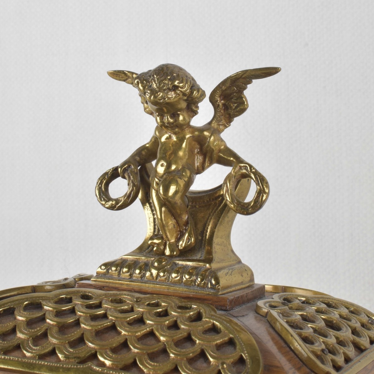19 C. French Oak and Gilt Brass Mantle Clock