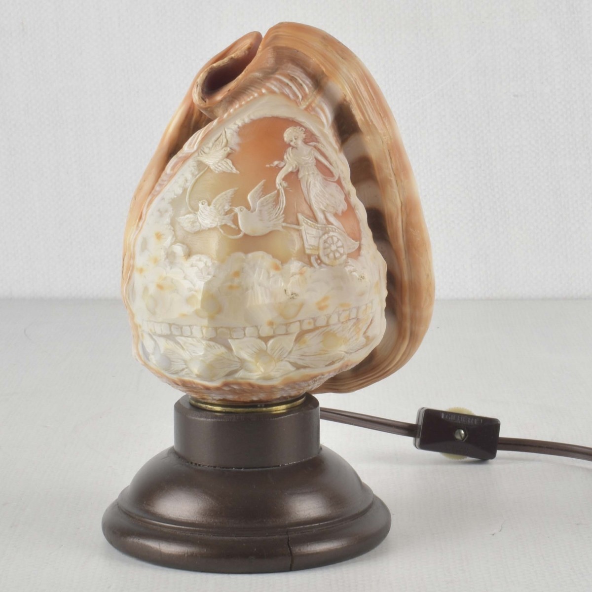 Vintage Carved Conch Shell Night Light