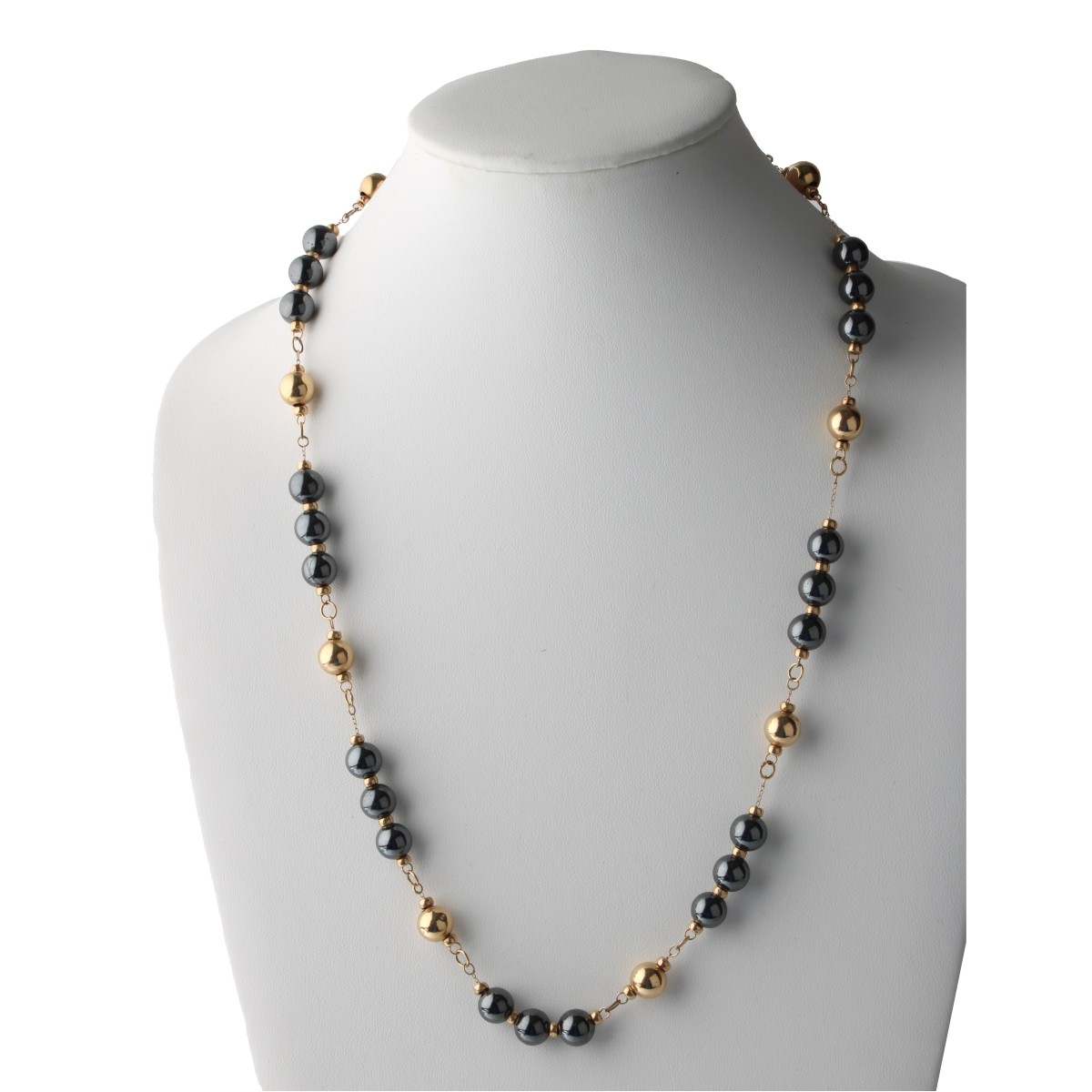 Hematite and 14K Necklace