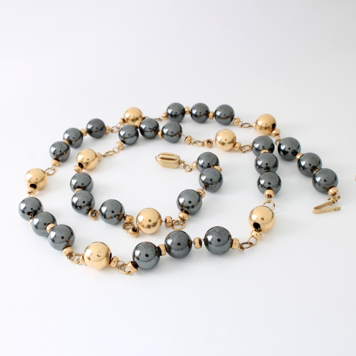 Hematite and 14K Necklace