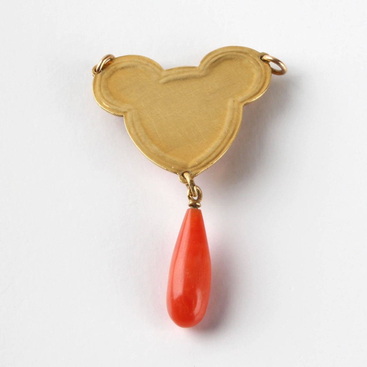 Antique Red Coral and 18K Pendant