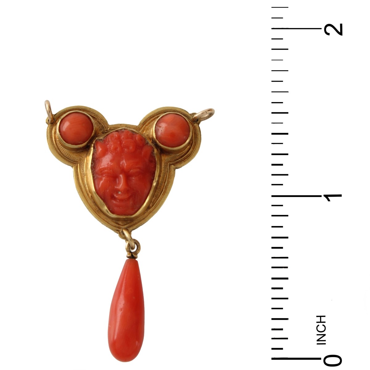 Antique Red Coral and 18K Pendant