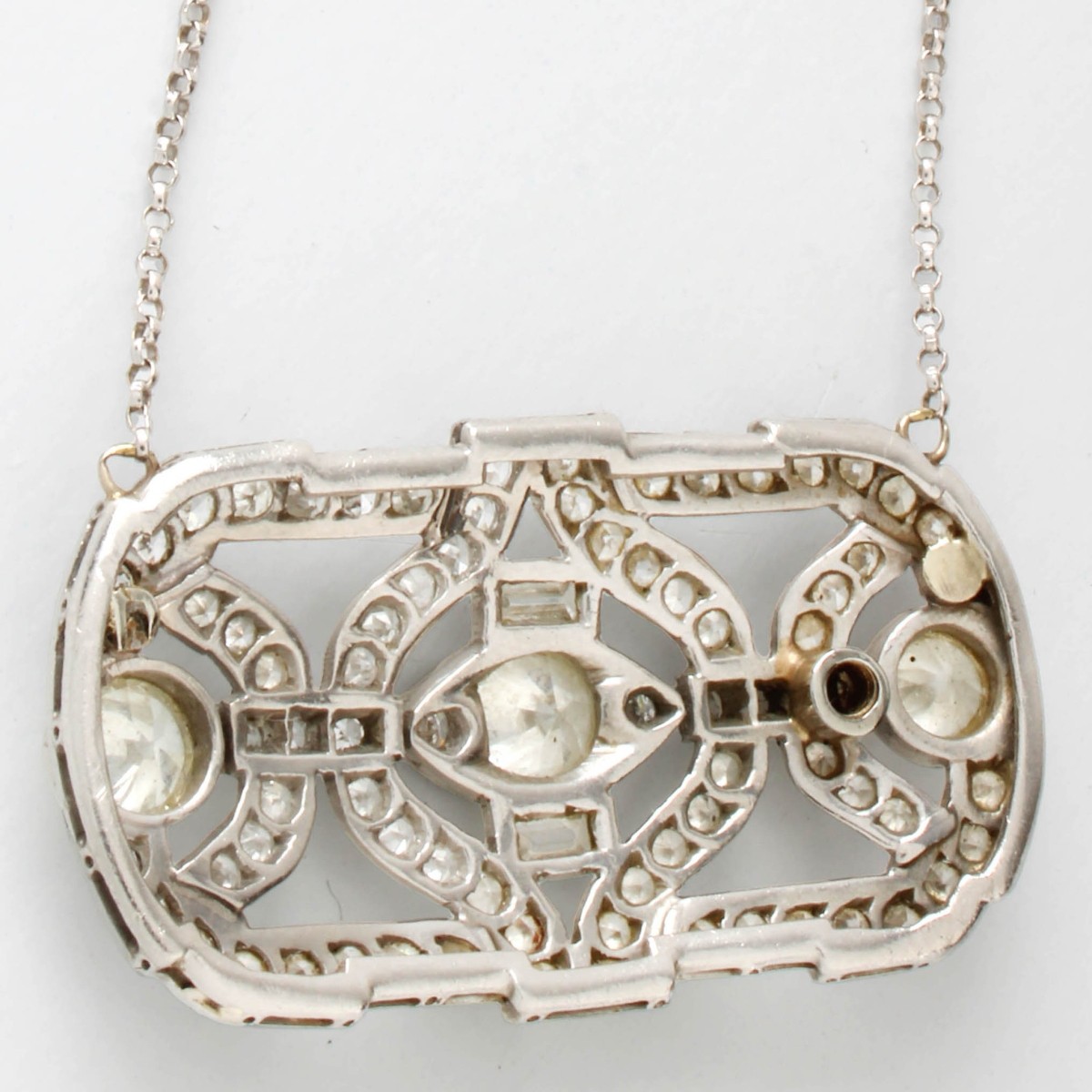 Deco Diamond and Platinum Pendant