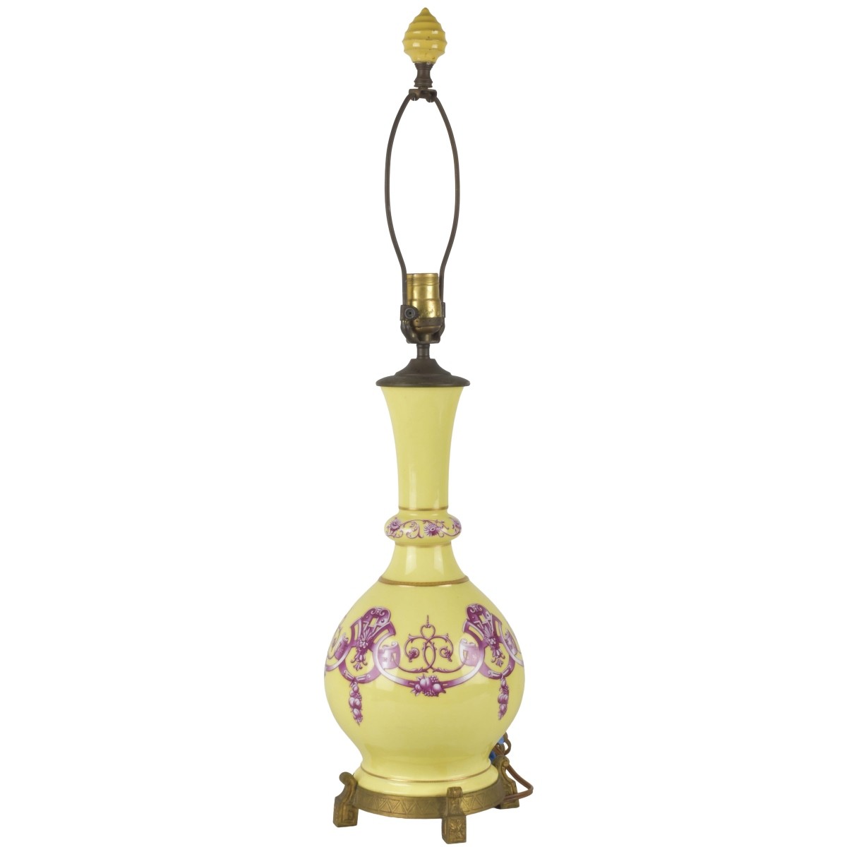 Vintage Yellow Porcelain Table Lamp