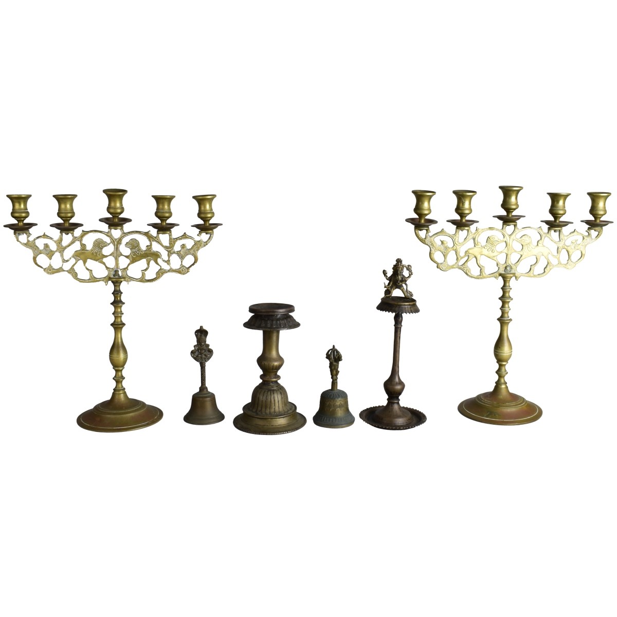 Six Indian Brass Items