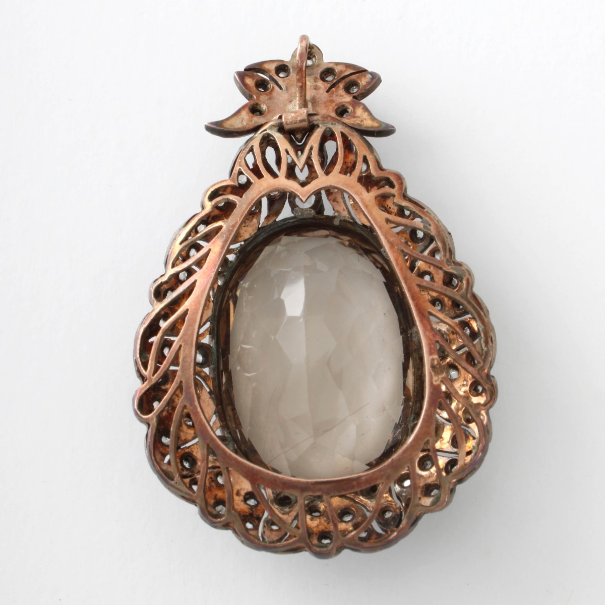 Crystal, Diamond and Silver / Vermeil Pendant