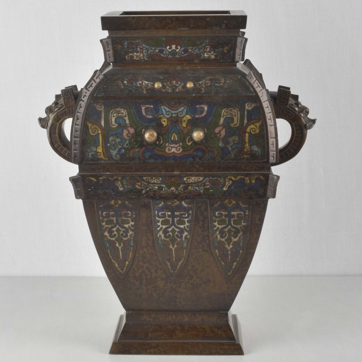 Chinese Cloisonne and Bronze Wine Vessel