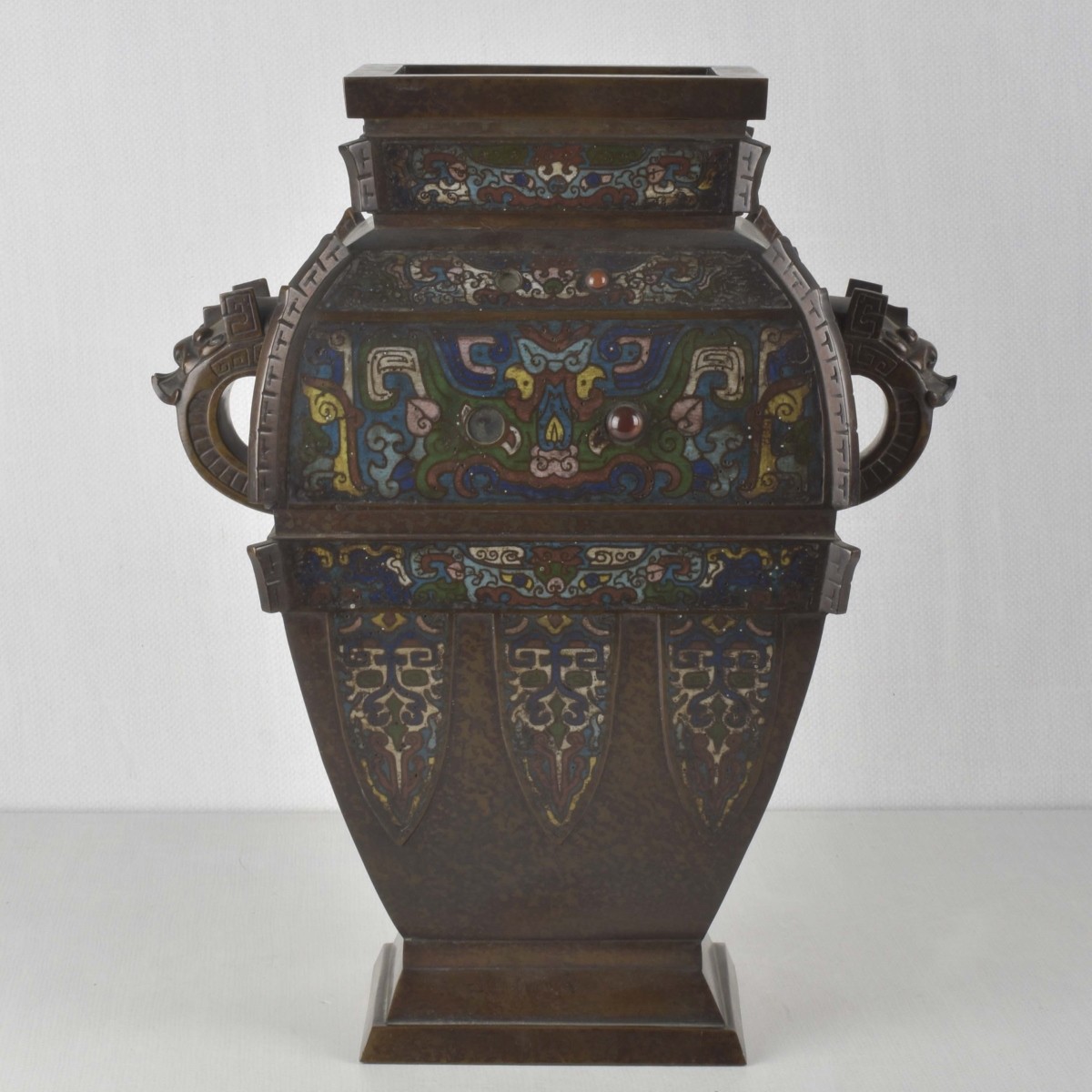 Chinese Cloisonne and Bronze Wine Vessel