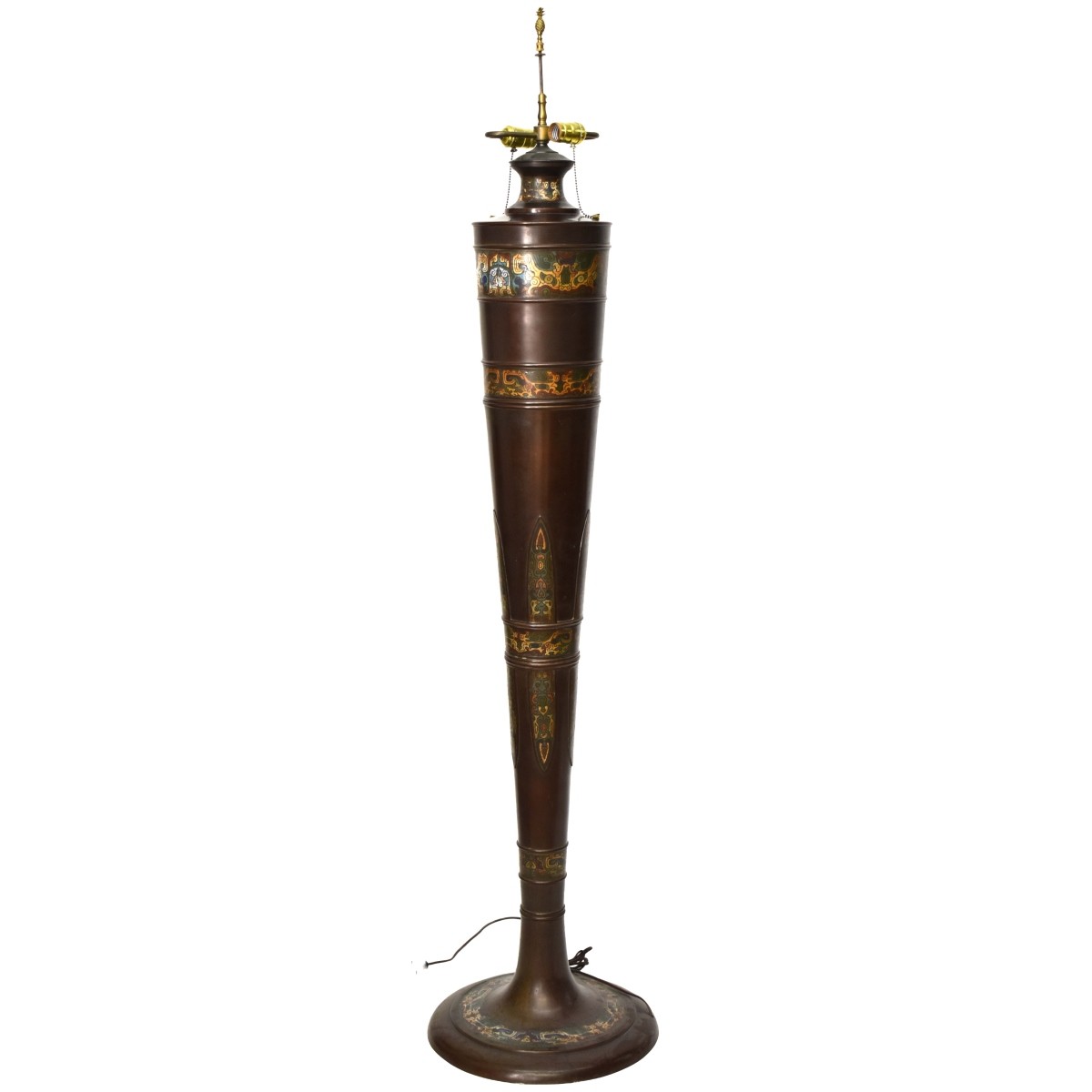 Chinese Bronze and Cloisonne Lamp