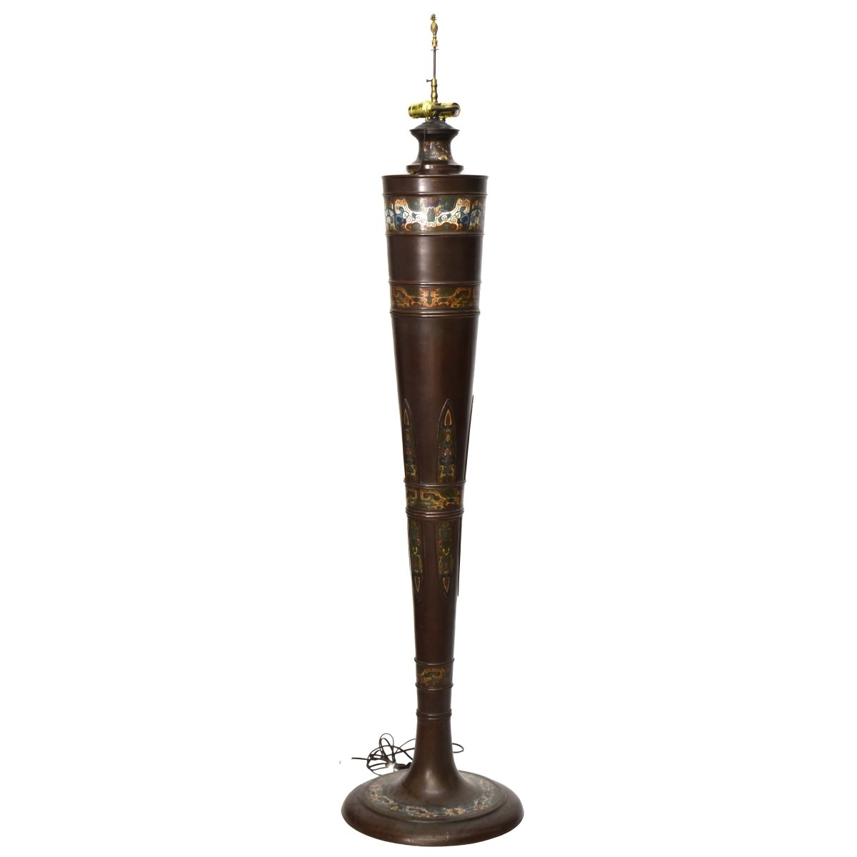 Chinese Bronze and Cloisonne Lamp