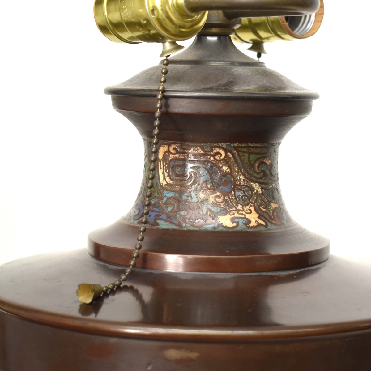 Chinese Bronze and Cloisonne Lamp