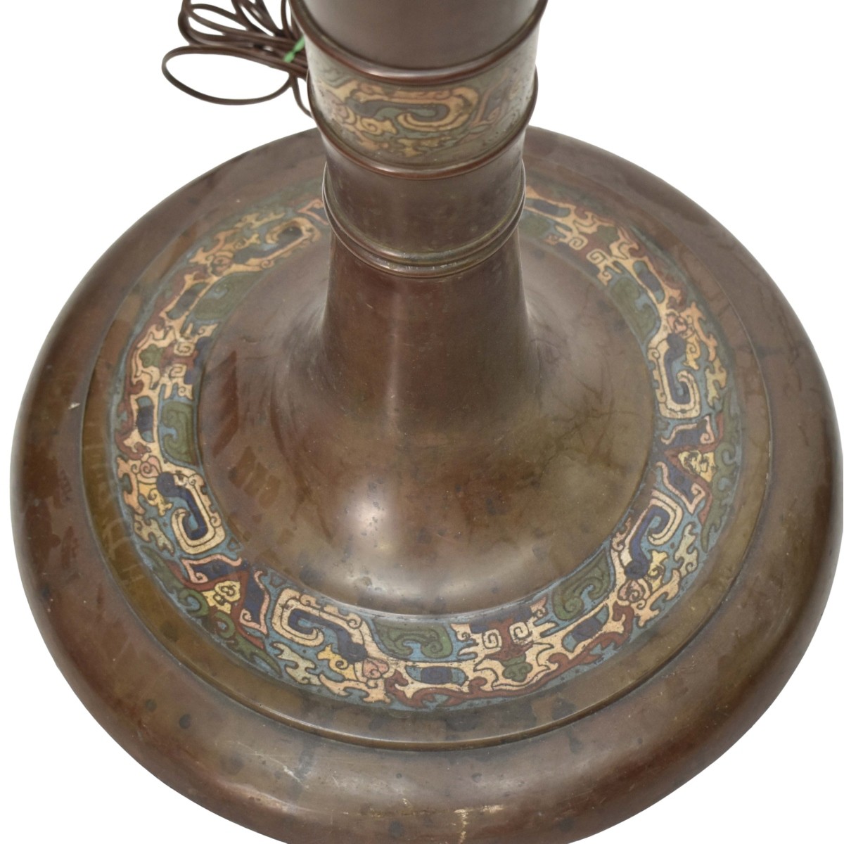 Chinese Bronze and Cloisonne Lamp