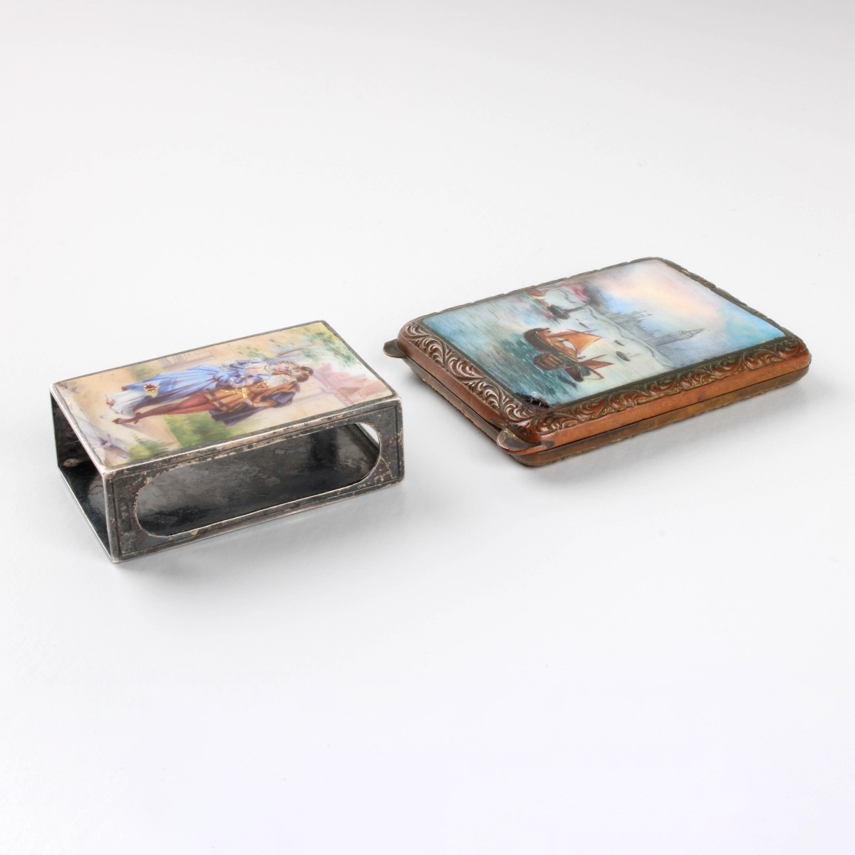 Enamel Match Box and Match Safe