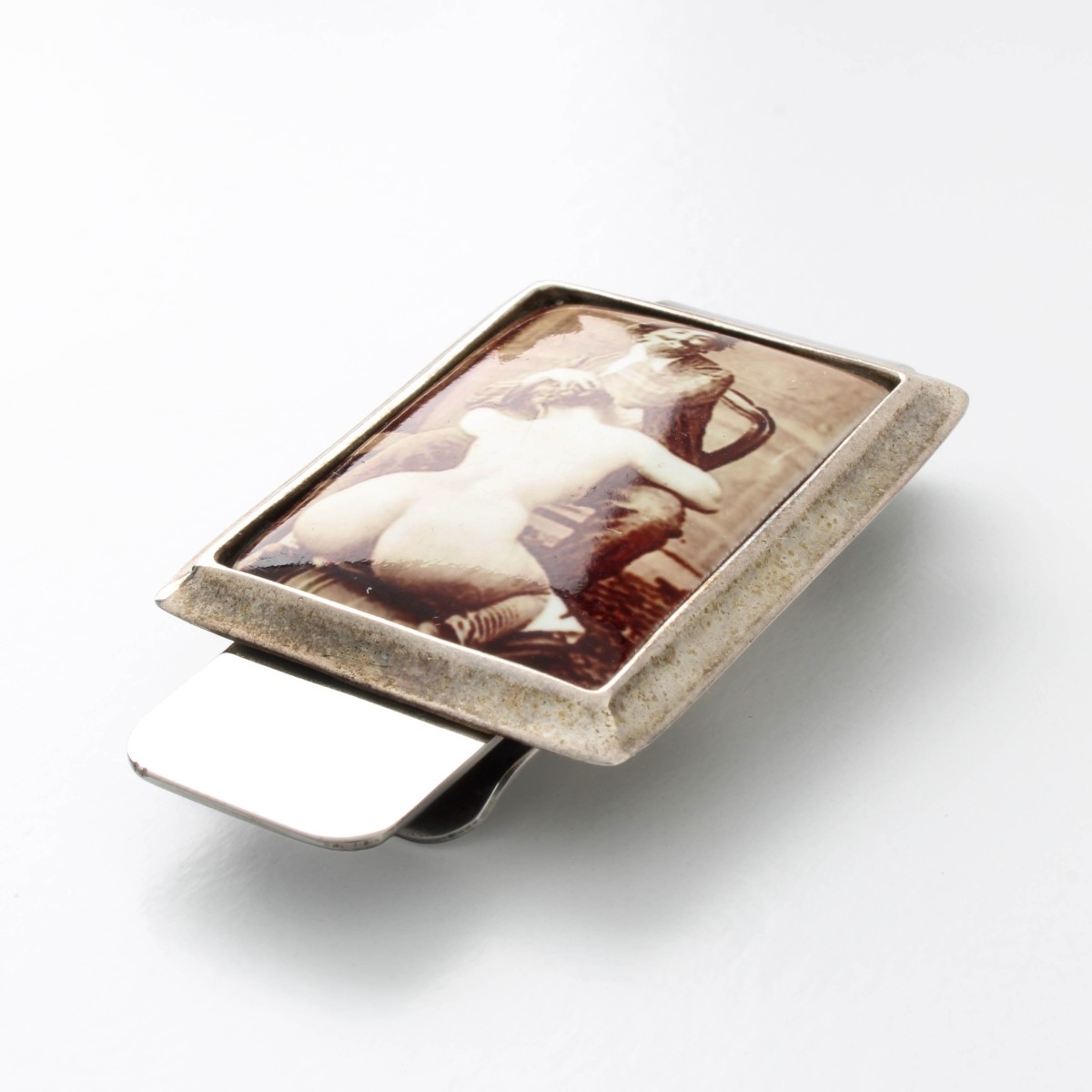 Silver & Erotic Enamel Money Clip & Cufflinks