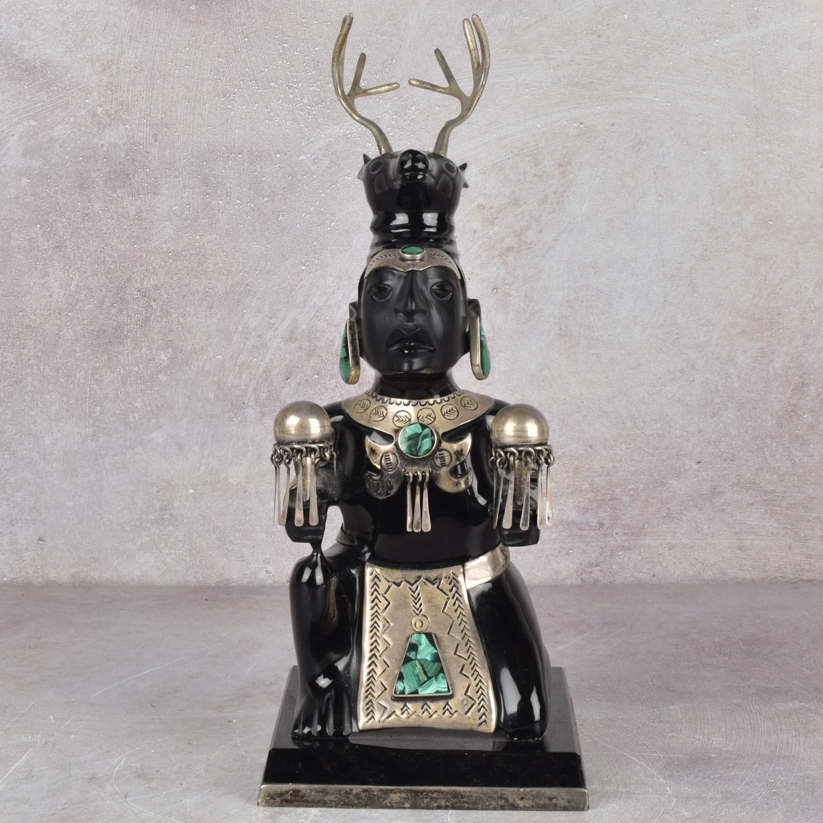 Obsidian and Sterling Silver Sculpture