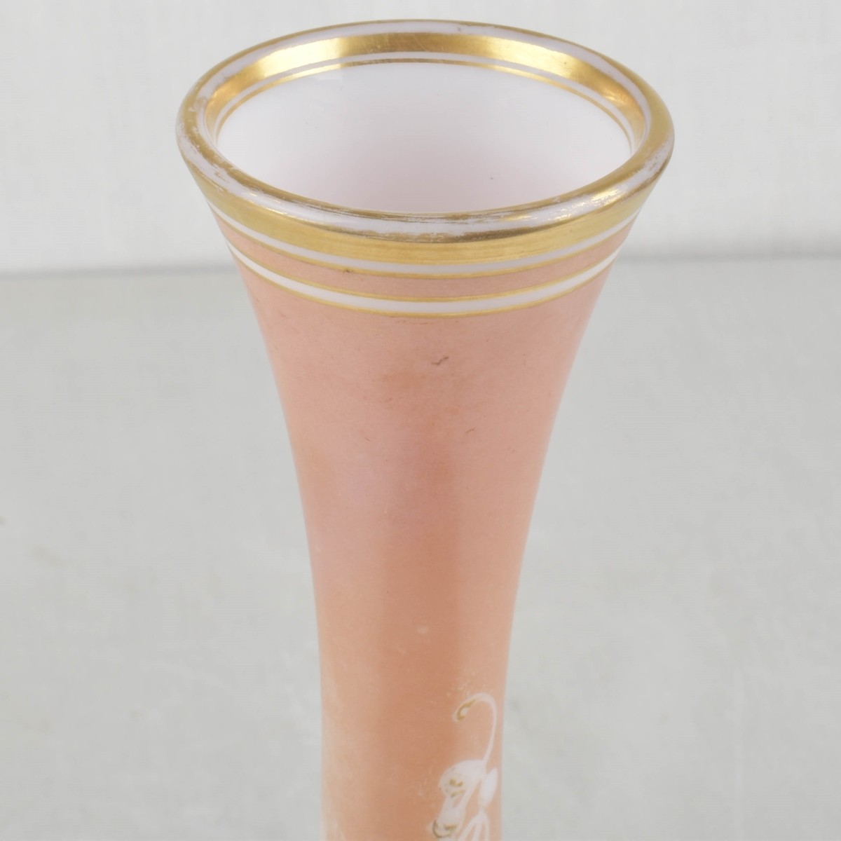 Vintage Opaline Round Glass Footed Vase