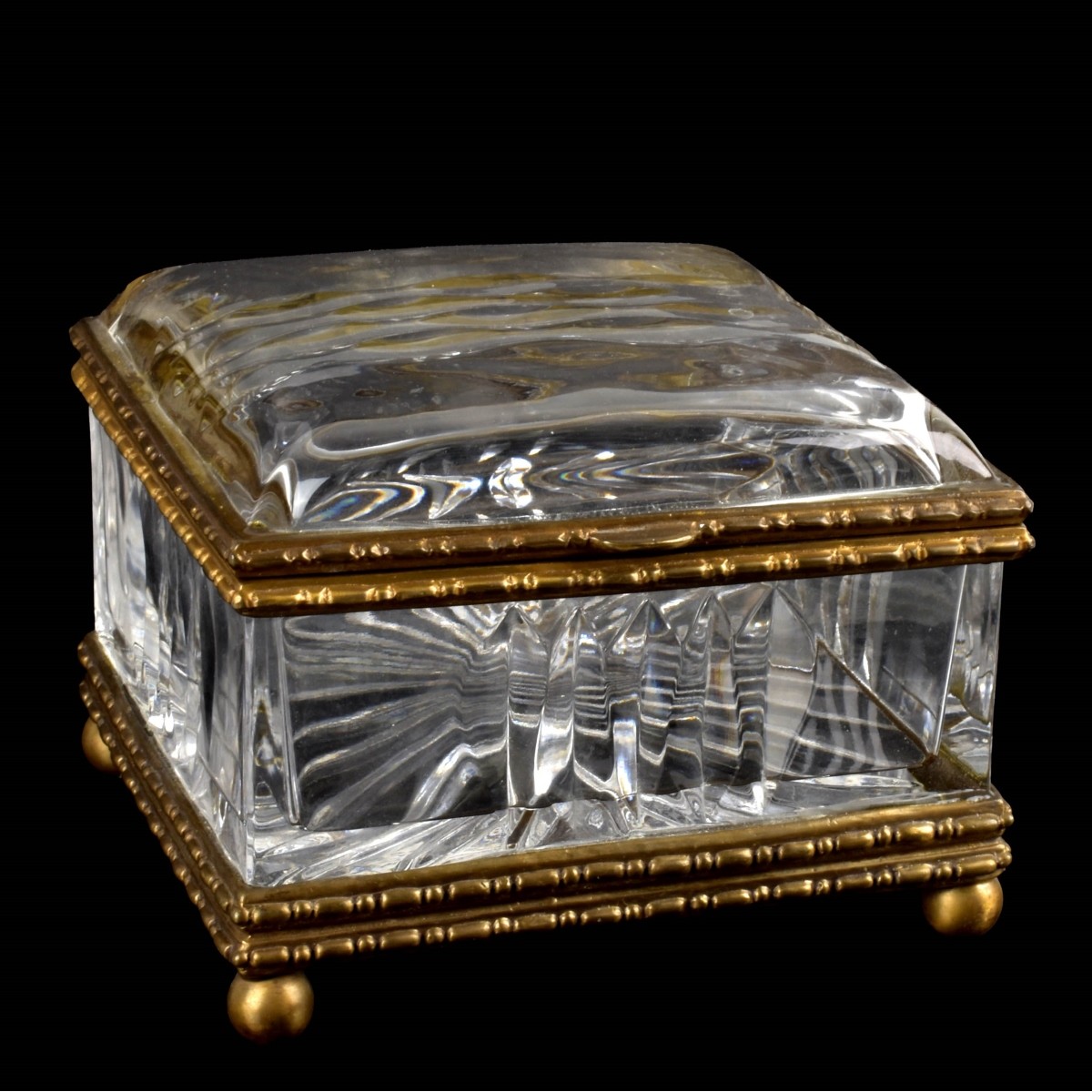 Castilian Vintage Glass and Brass Box