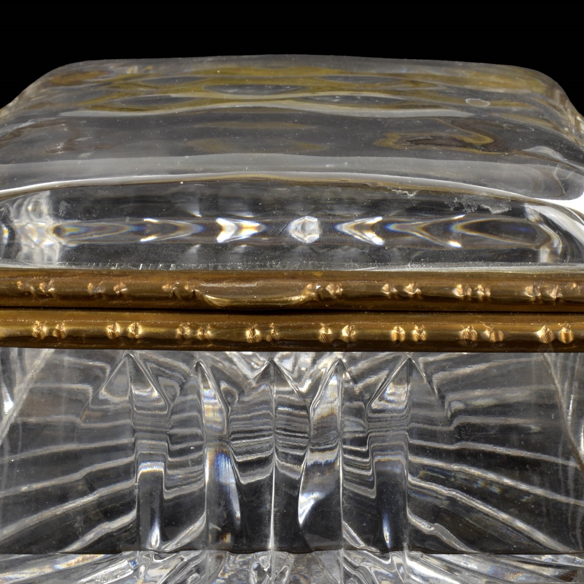 Castilian Vintage Glass and Brass Box