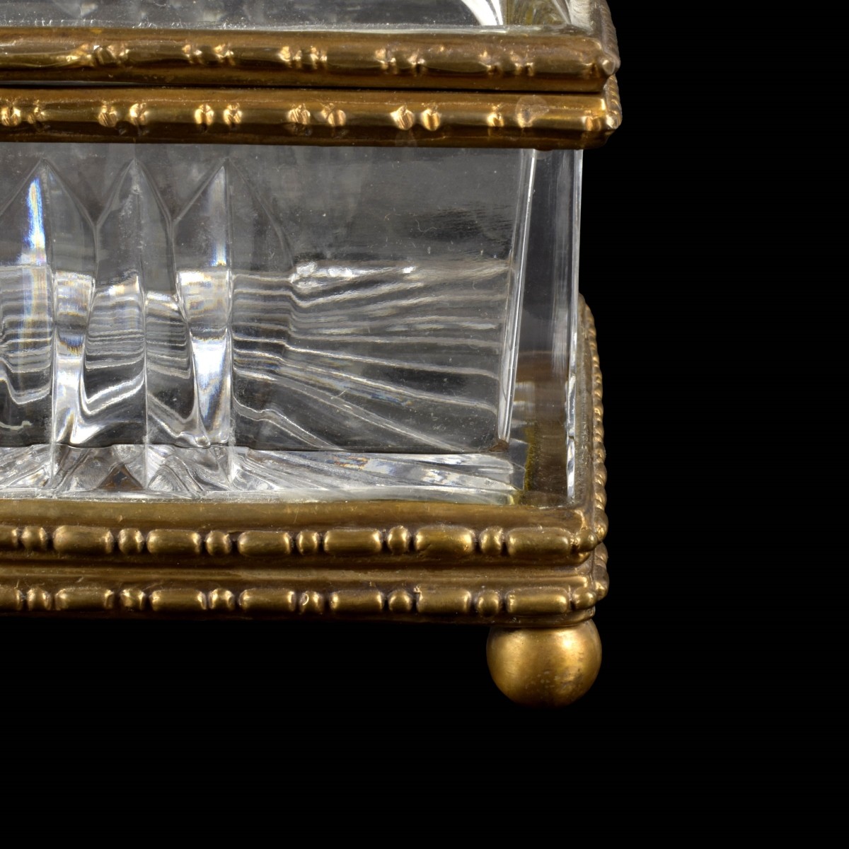 Castilian Vintage Glass and Brass Box