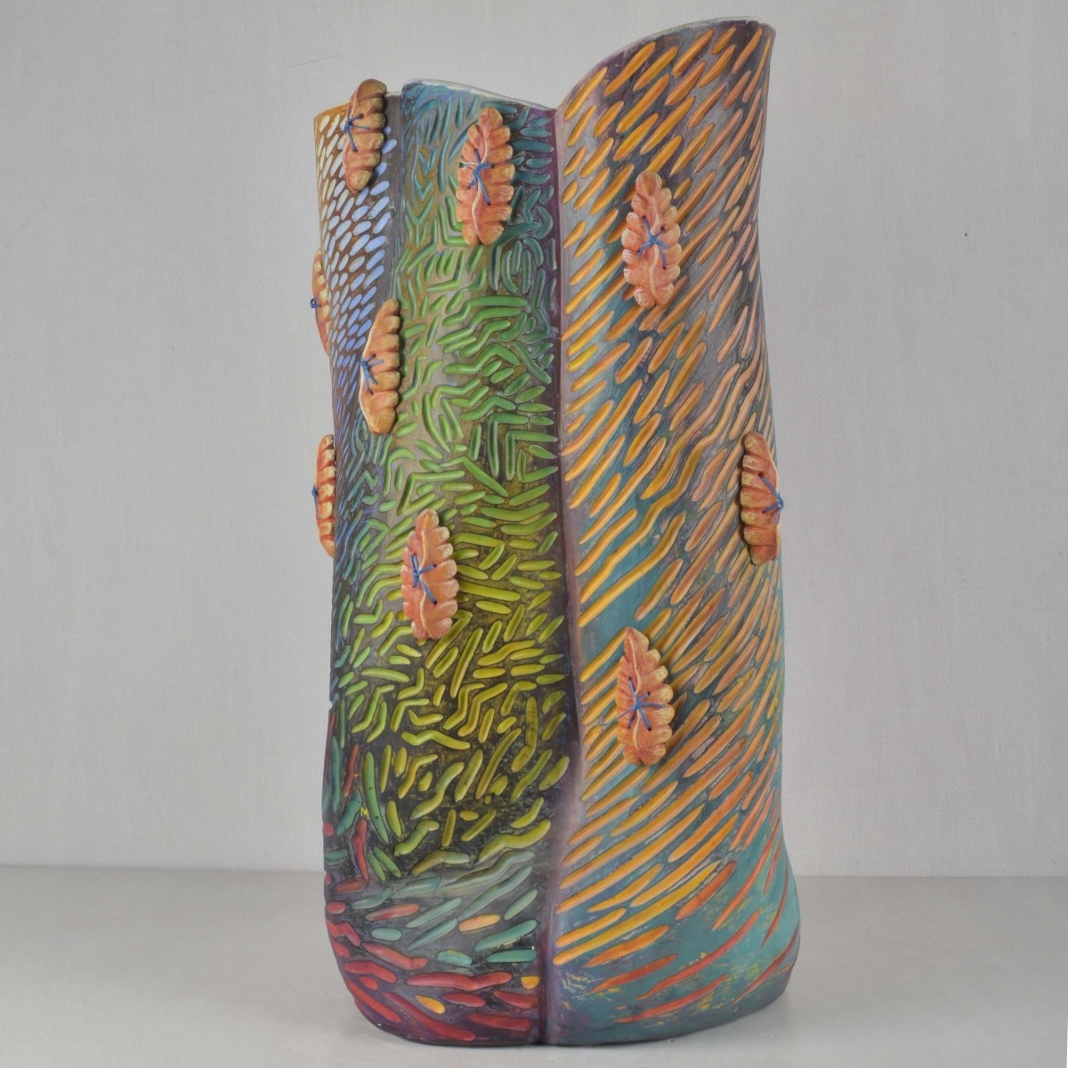 Large Hand Made Painted Pottery Vase