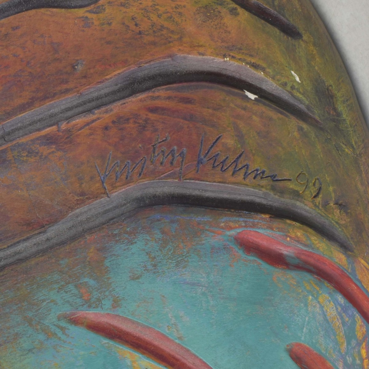 Large Hand Made Painted Pottery Vase
