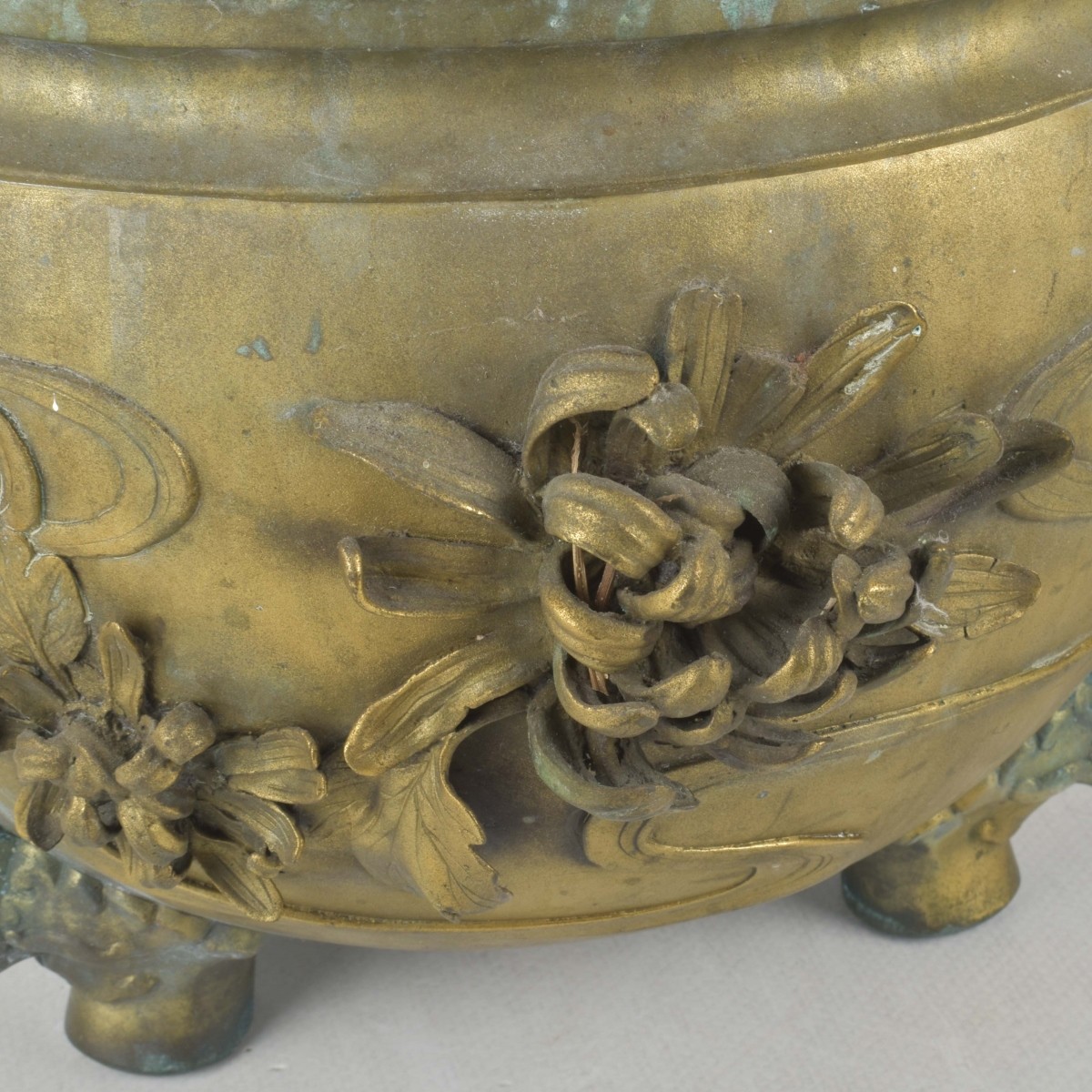Vintage Japanese Brass Floral Planter