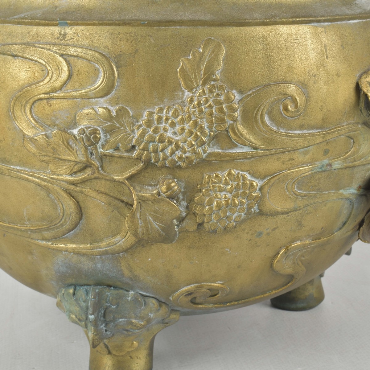 Vintage Japanese Brass Floral Planter
