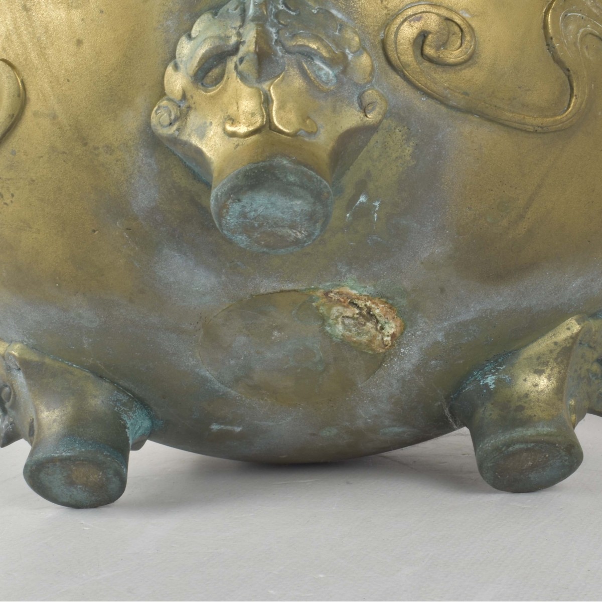 Vintage Japanese Brass Floral Planter